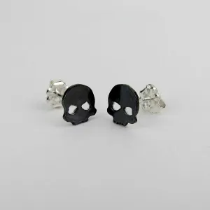 Black Silver Skull Earrings