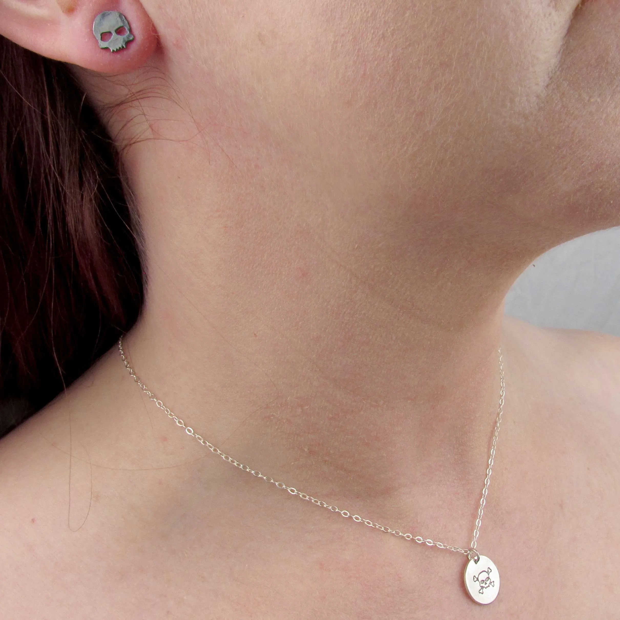 Black Silver Skull Earrings