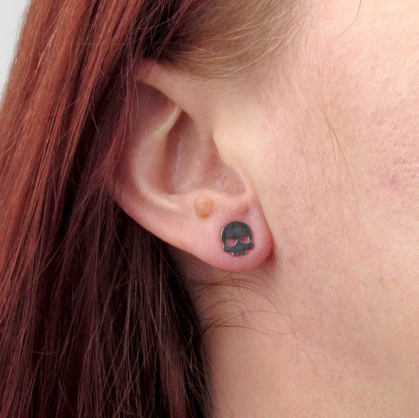 Black Silver Skull Earrings
