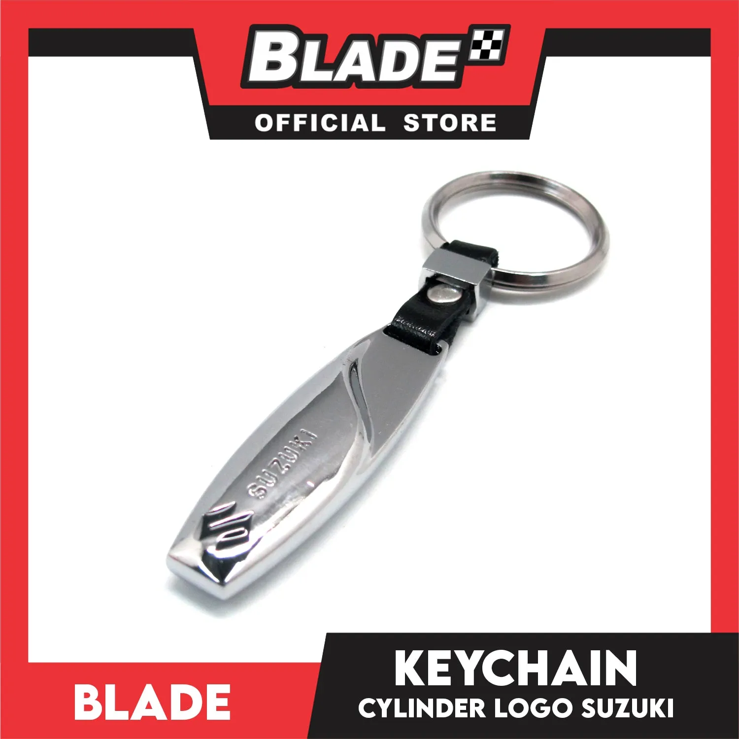 Blade Car Chrome Logo Cylinder Key Ring Key Chain Stainless Steel with Metal Hook (Suzuki) Car Logo Key Chain