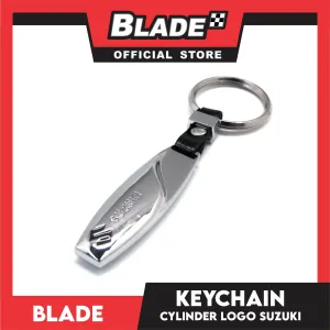 Blade Car Chrome Logo Cylinder Key Ring Key Chain Stainless Steel with Metal Hook (Suzuki) Car Logo Key Chain