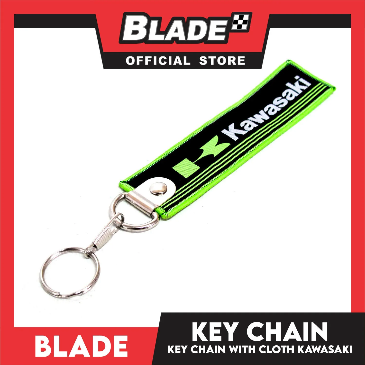 Blade Keychain Key Tag Lanyard with Metal Hook Key Ring Attachment (Kawasaki Design)