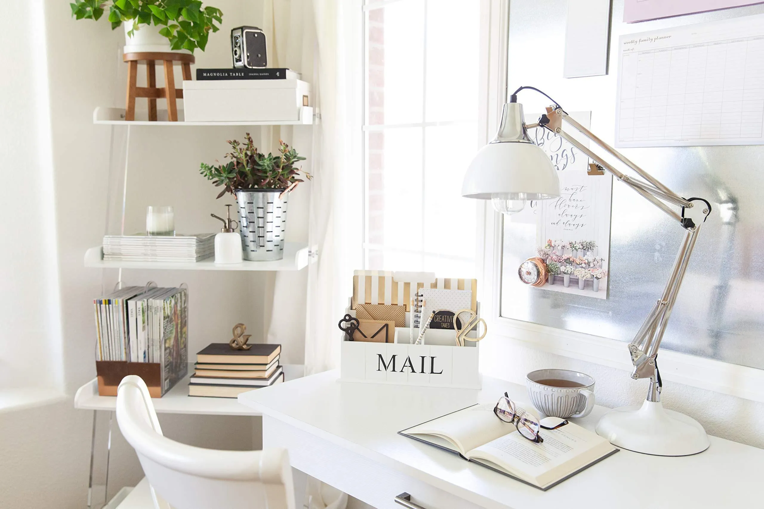 Blu Monaco White Wooden Mail Organizer - 3 Tier White Desk Organizer - Rustic Country Mail Sorter - Kitchen Counter Organizer Mail Holder