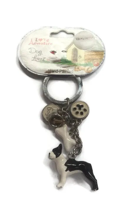 Boston terrier dog breed 3D keyring