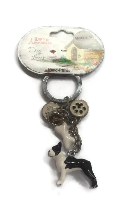 Boston terrier dog breed 3D keyring