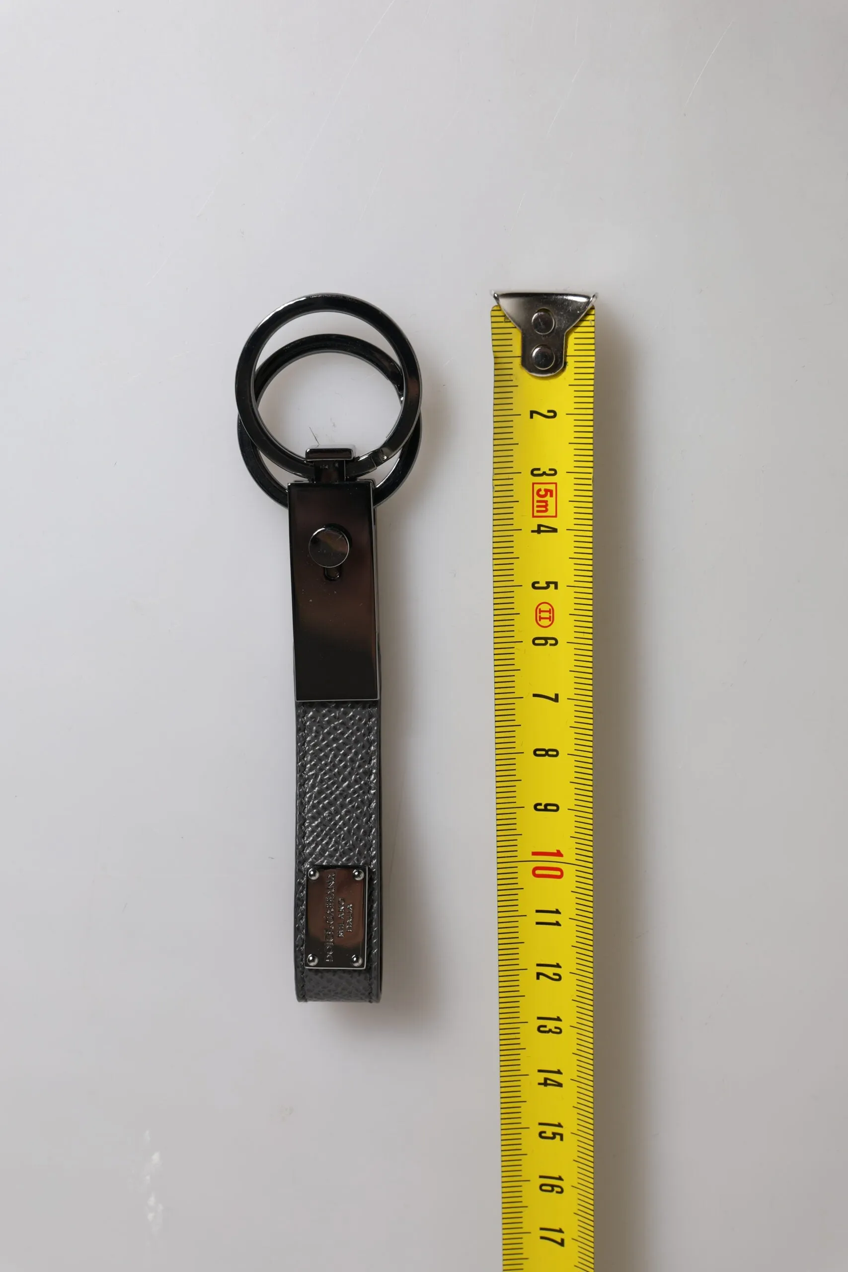 Brown Leather DG Plaque Double Keyring Holder Keychain