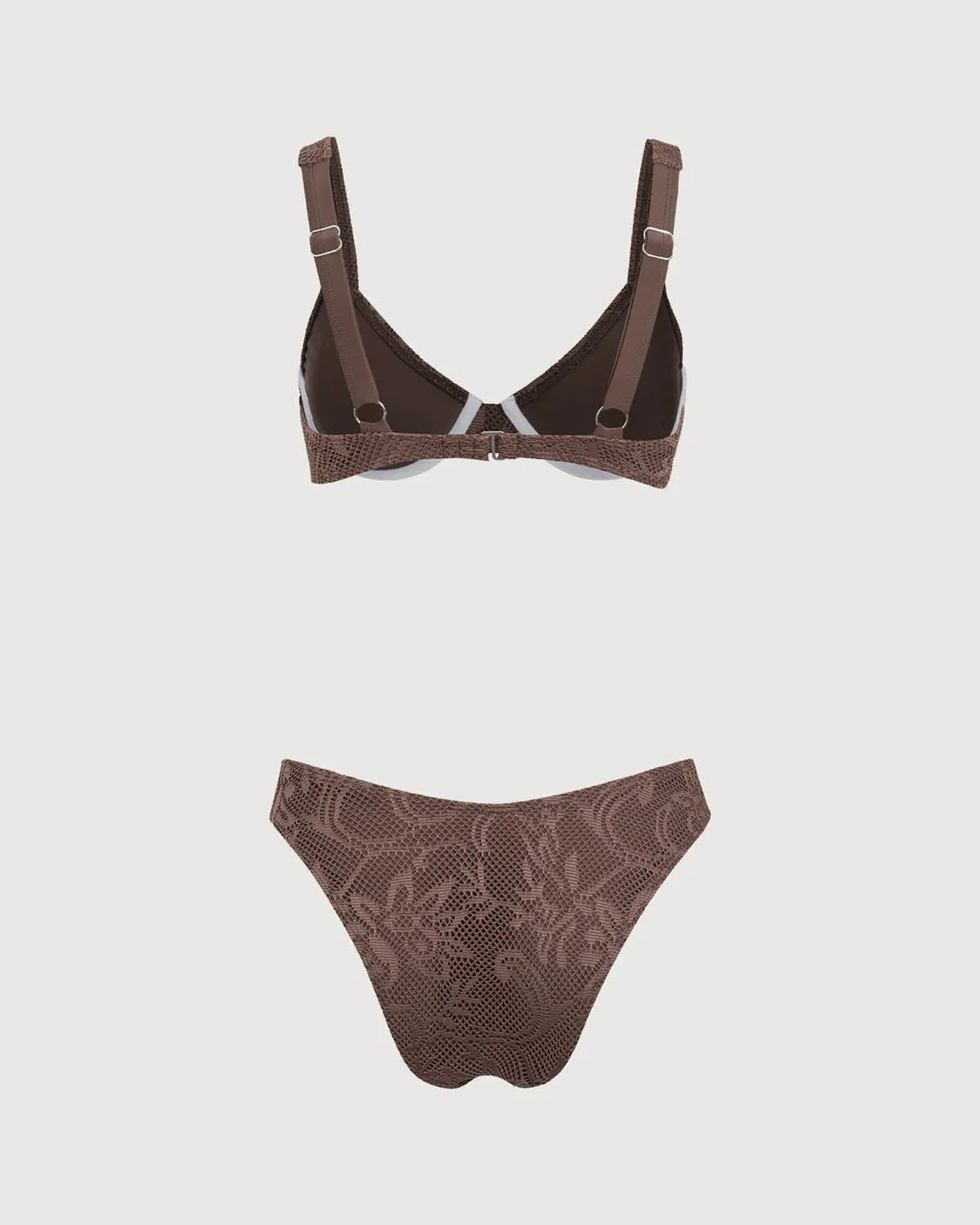 Brown Mesh Underwire Bikini Set