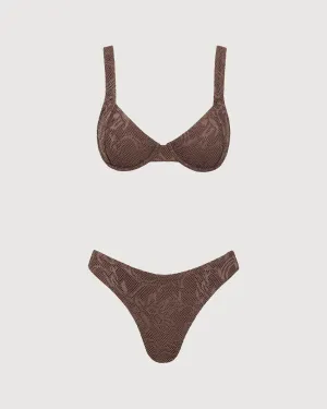 Brown Mesh Underwire Bikini Set