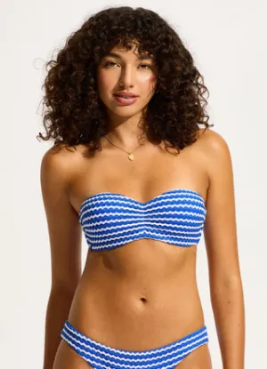 Bustier Bandeau Mesh Effect Azure