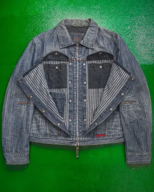 Butterfly Striped Denim Jacket (~M~)
