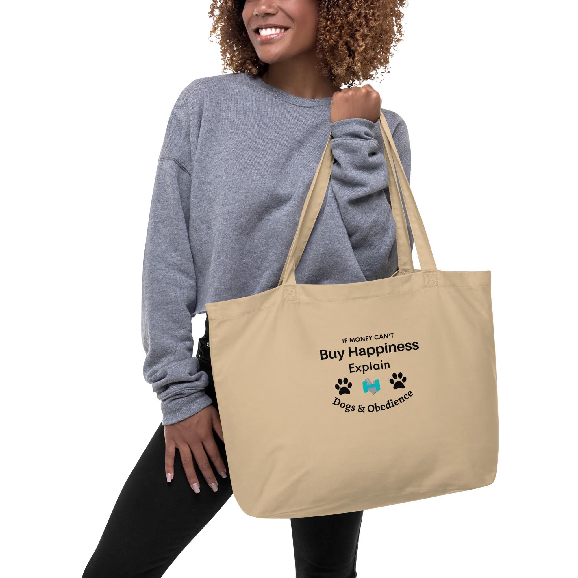 Buy Happiness w/ Dogs & Obedience X-Large Tote/ Shopping Bags