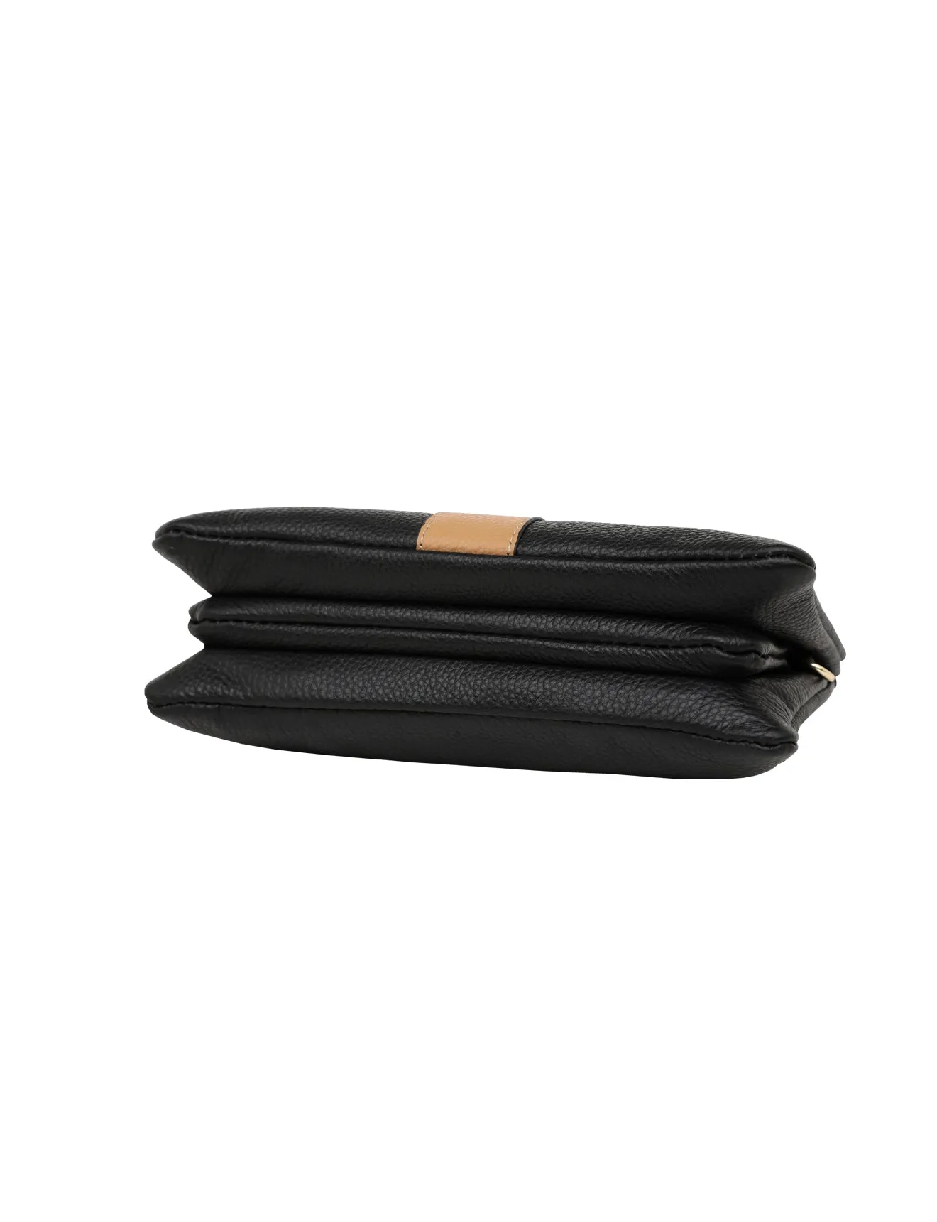 CANDICE LEATHER WALLET WITH SHOULDER STRAP- E1-0809-BLK/CAM