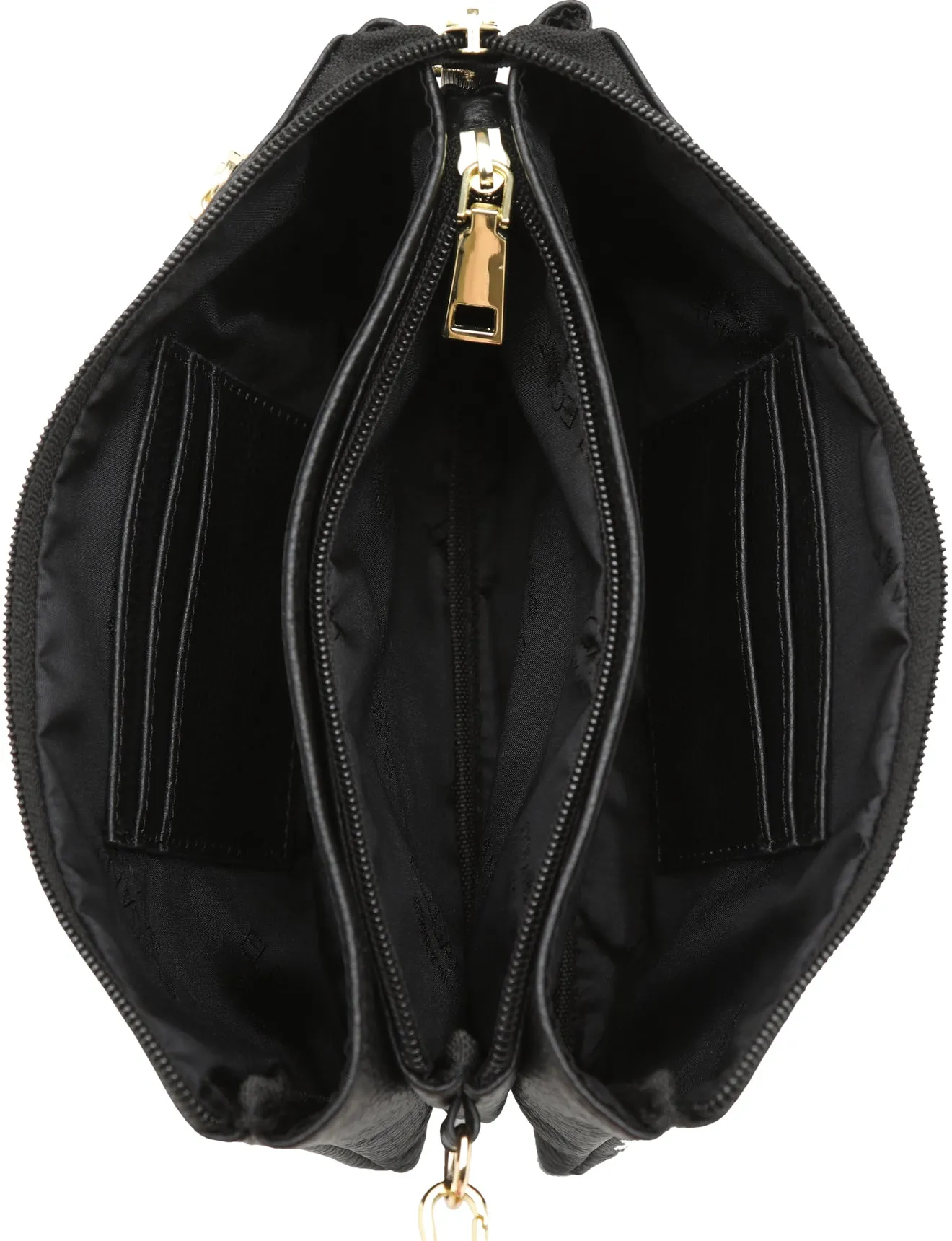 CANDICE LEATHER WALLET WITH SHOULDER STRAP- E1-0809-BLK/CAM