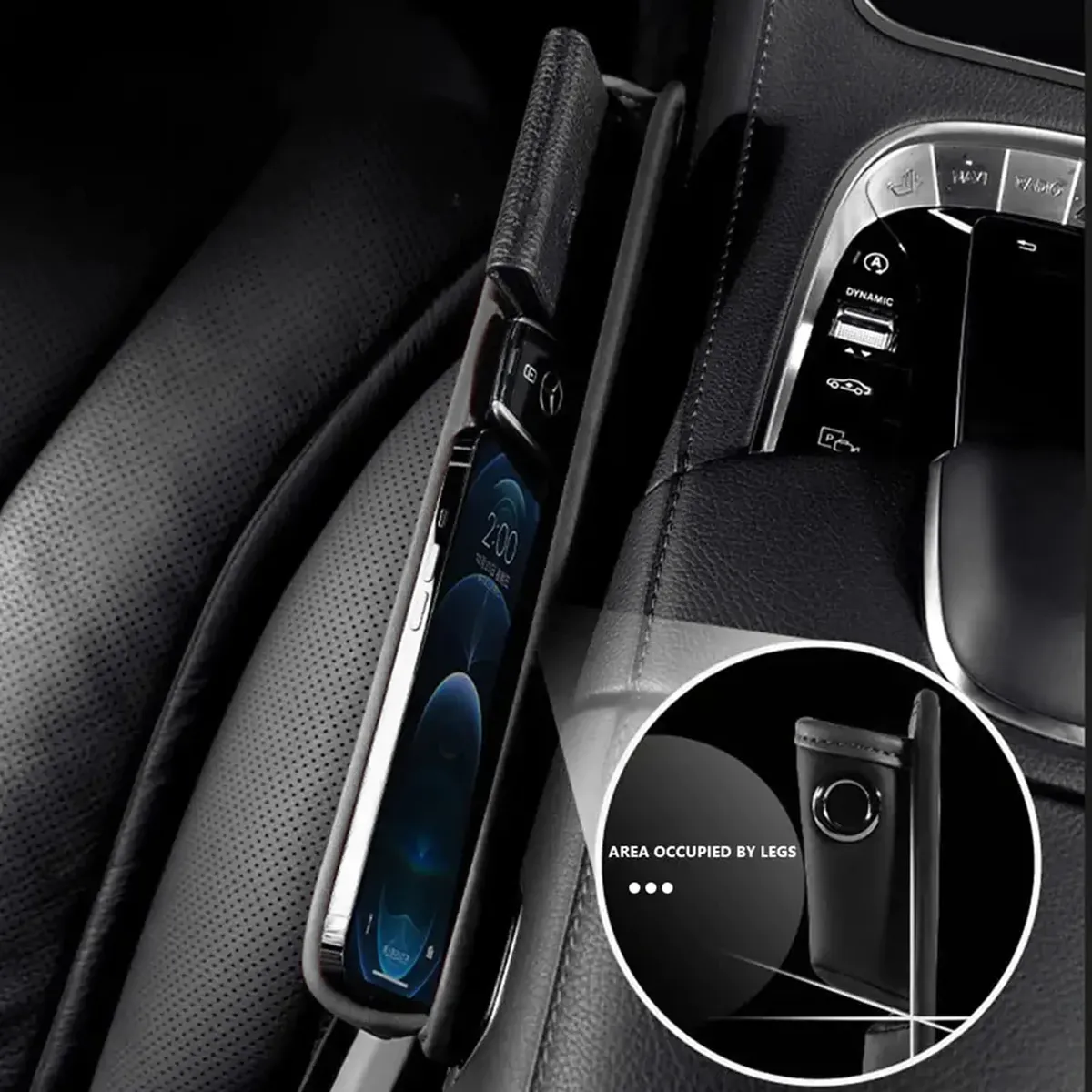 Car Seat Gap Filler Organizer, Custom-Fit For Car, Multifunctional PU Leather Console Side Pocket Organizer for Cellphones, Cards, Wallets, Keys WATY226