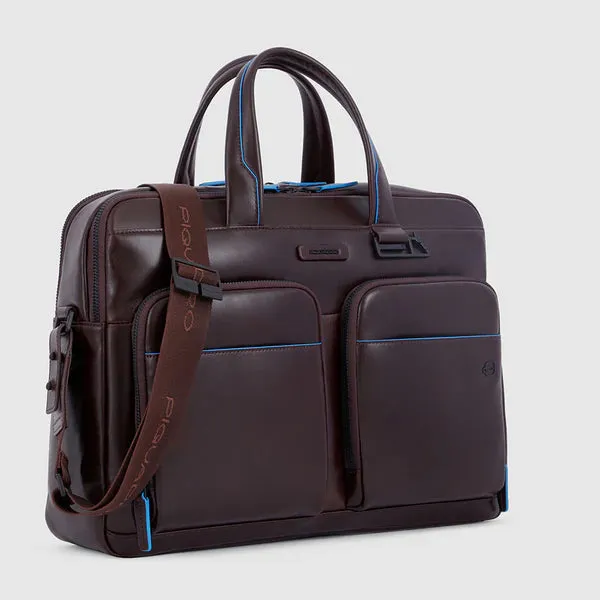 Cartella a 2 Manici Piquadro Blue Square Porta PC e Porta Ipad Pro in Pelle Mogano