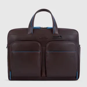 Cartella a 2 Manici Piquadro Blue Square Porta PC e Porta Ipad Pro in Pelle Mogano