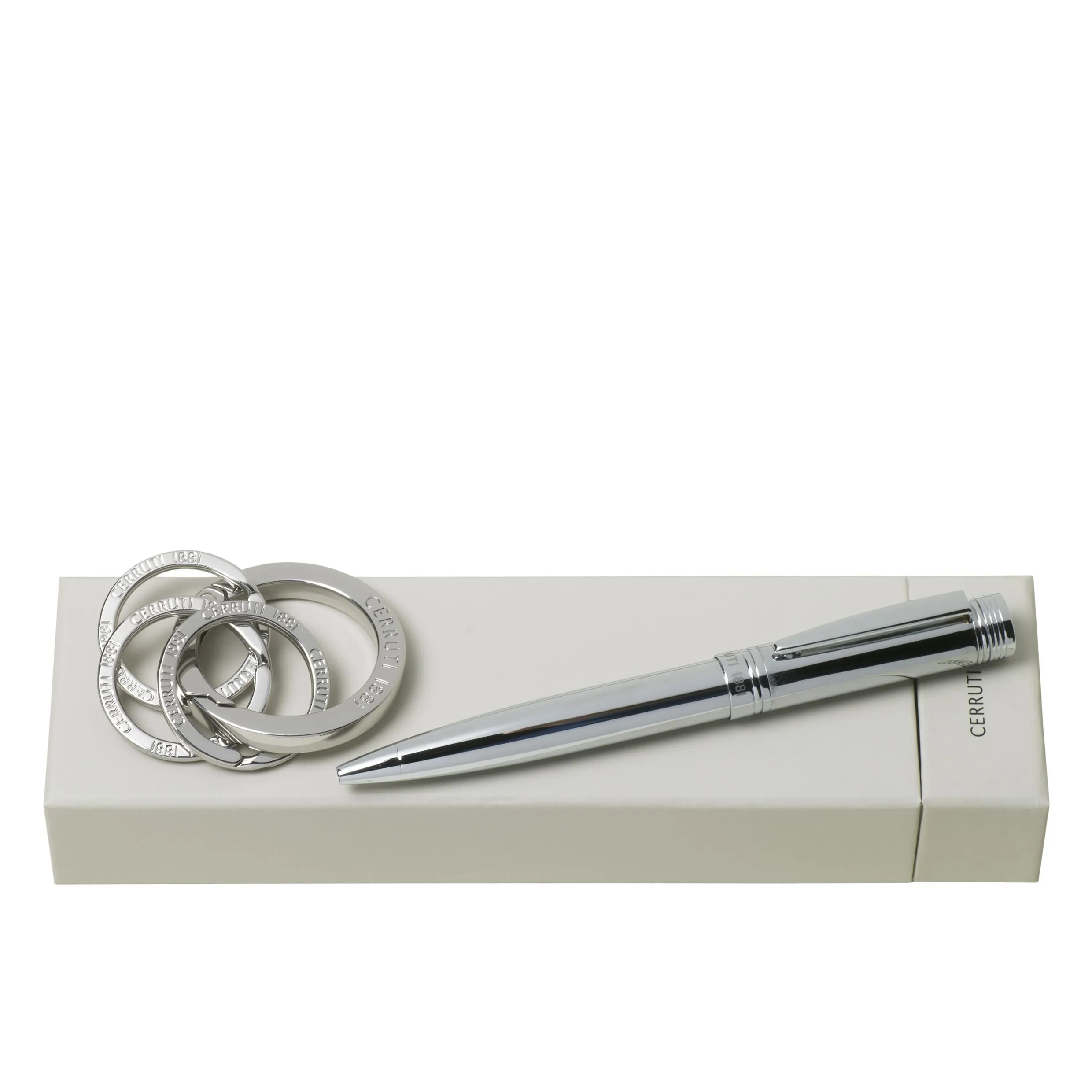 CERRUTI 1881 NPBK209-Set Zoom Classic Silver (ballpoint pen & key ring)
