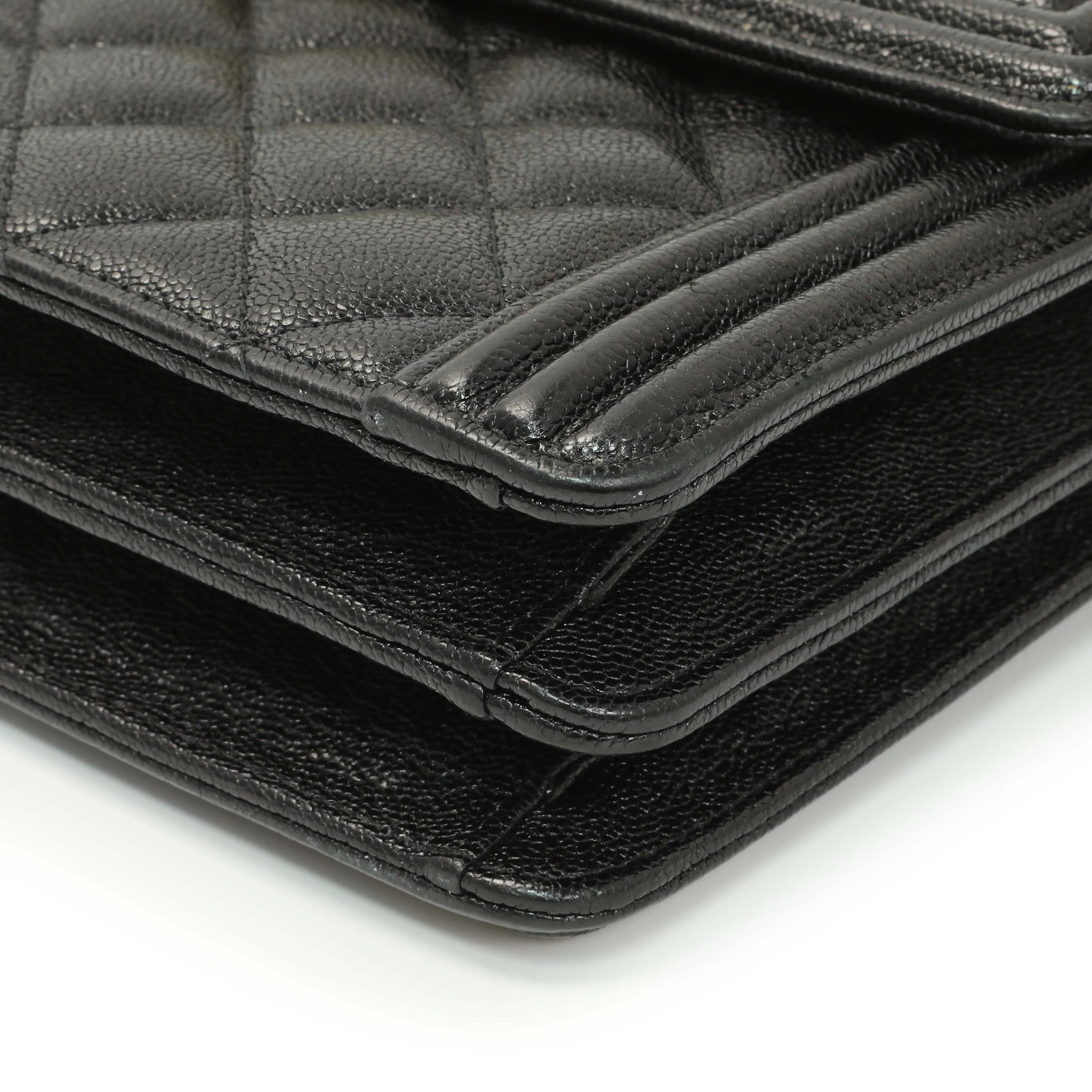 Chanel Black Quilted Caviar North South Boy Flap