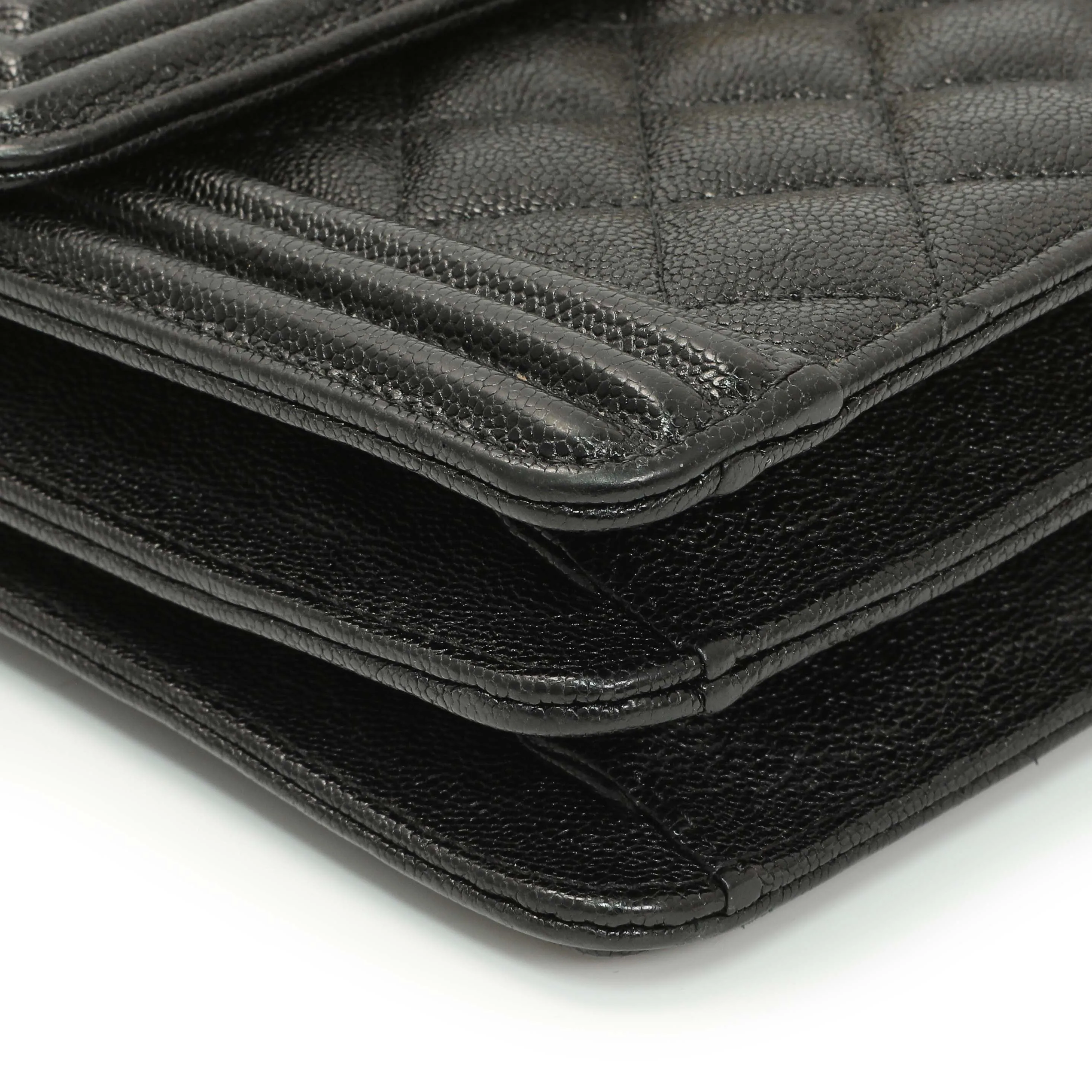 Chanel Black Quilted Caviar North South Boy Flap