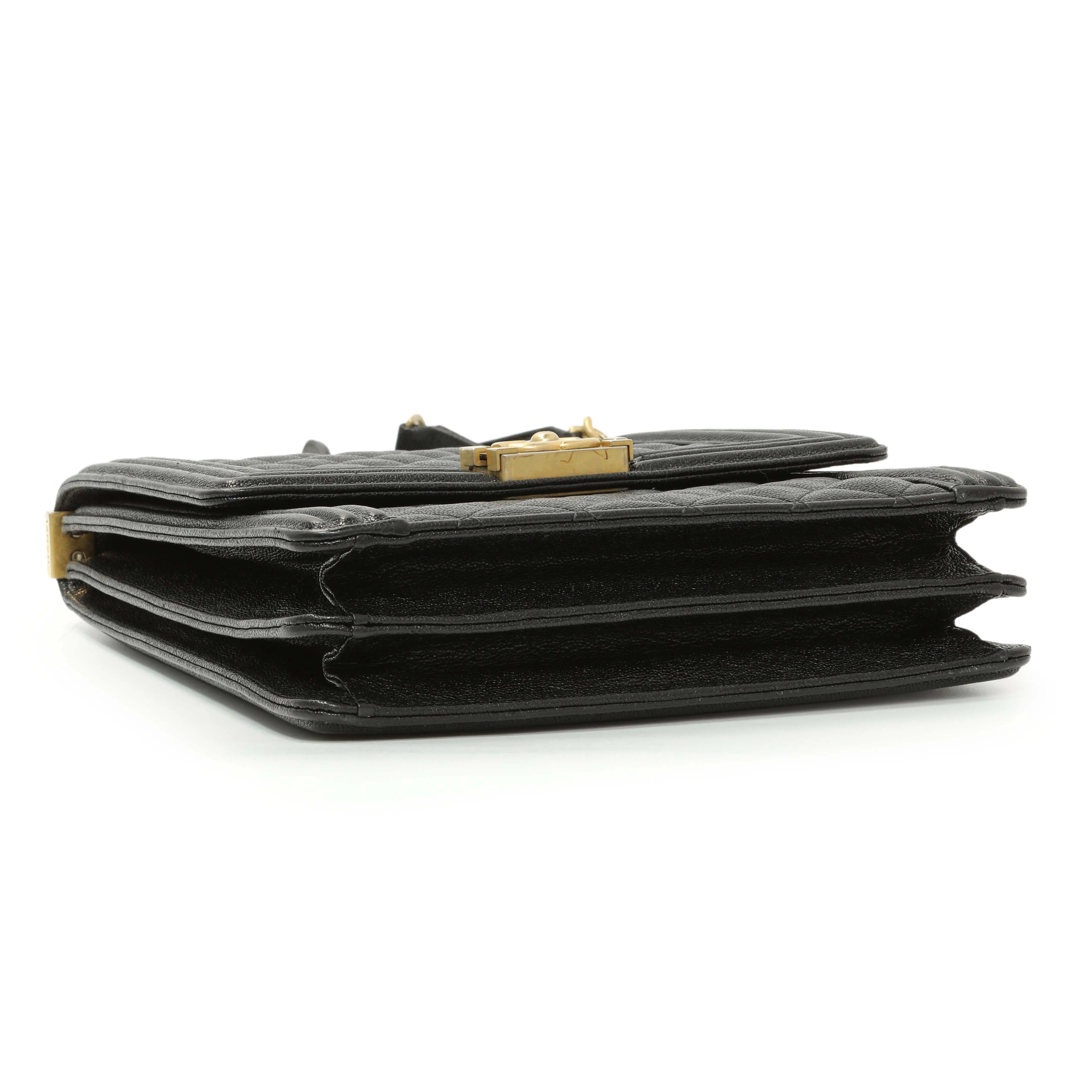 Chanel Black Quilted Caviar North South Boy Flap