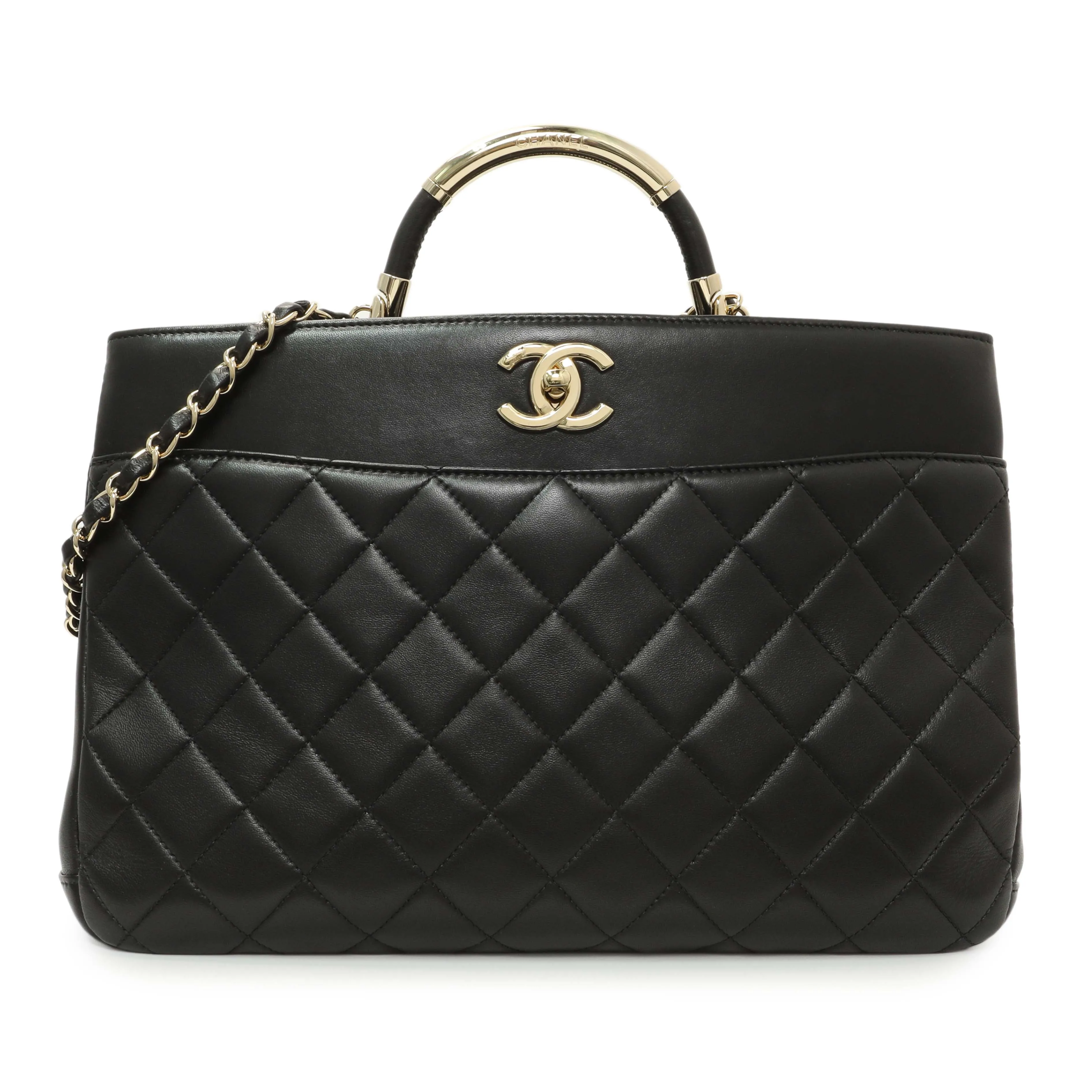 Chanel Black Quilted Lambskin Large Carry Chic Shopping Tote