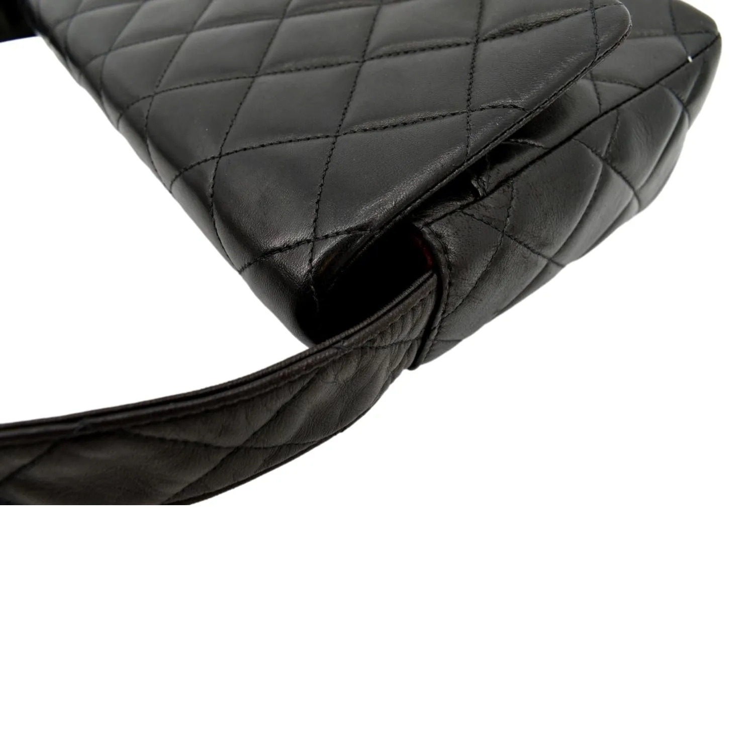 CHANEL Vintage Flap Quilted Leather Shoulder Bag Black