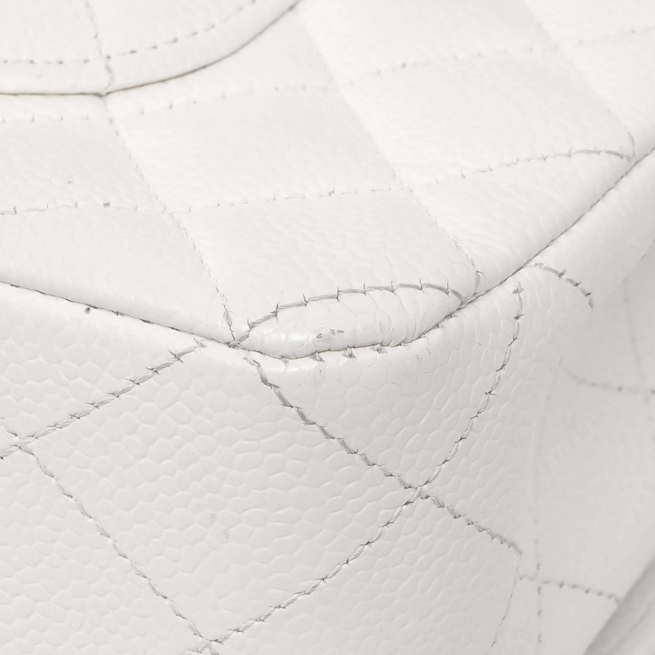 Chanel White Quilted Caviar Medium Classic Double Flap