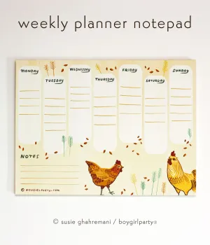 Chicken Weekly Planner Notepad – Undated Weekly Calendar