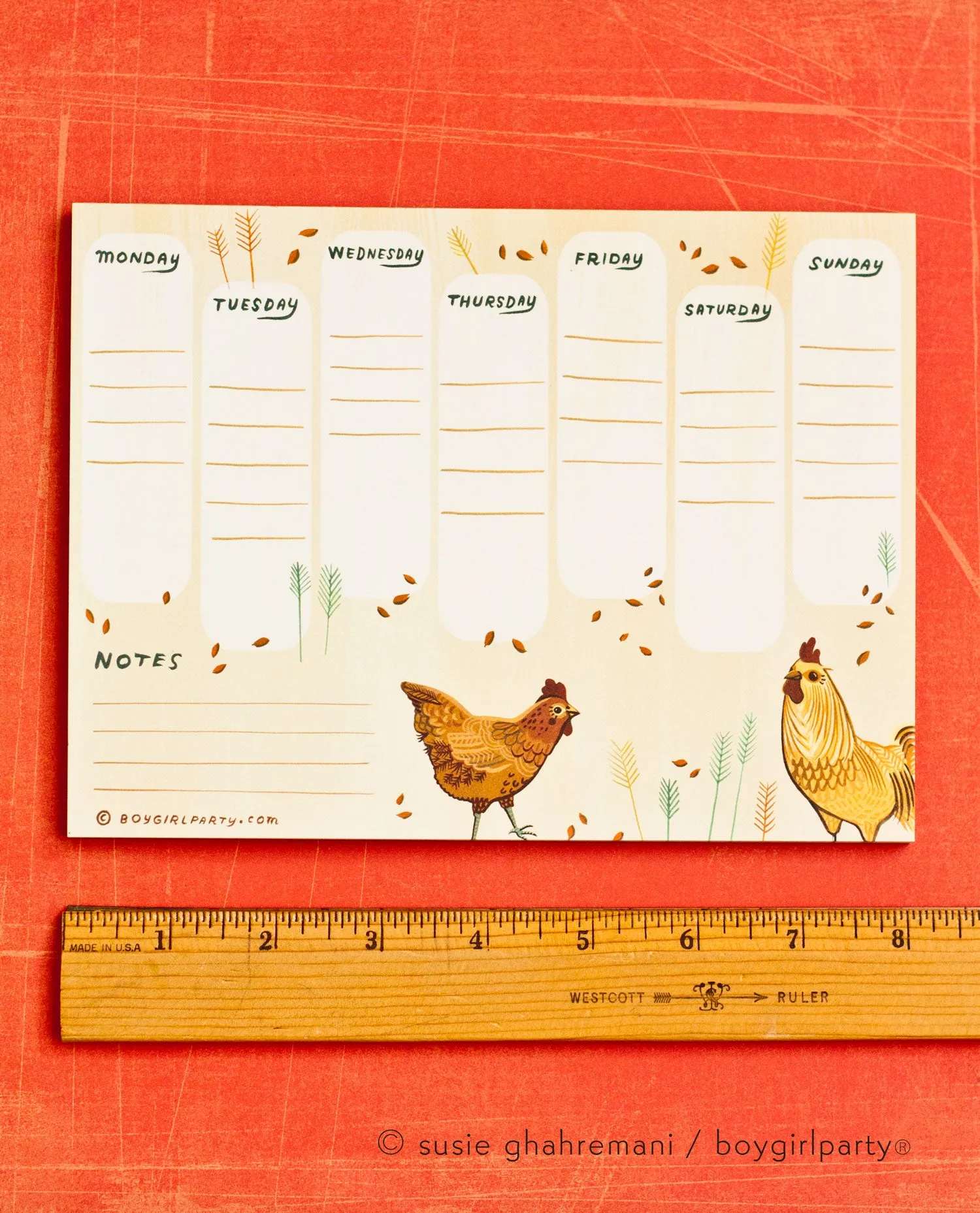 Chicken Weekly Planner Notepad – Undated Weekly Calendar