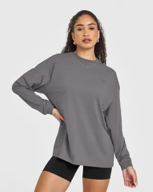 Classic Oversized Lightweight Long Sleeve Top | Ash Grey