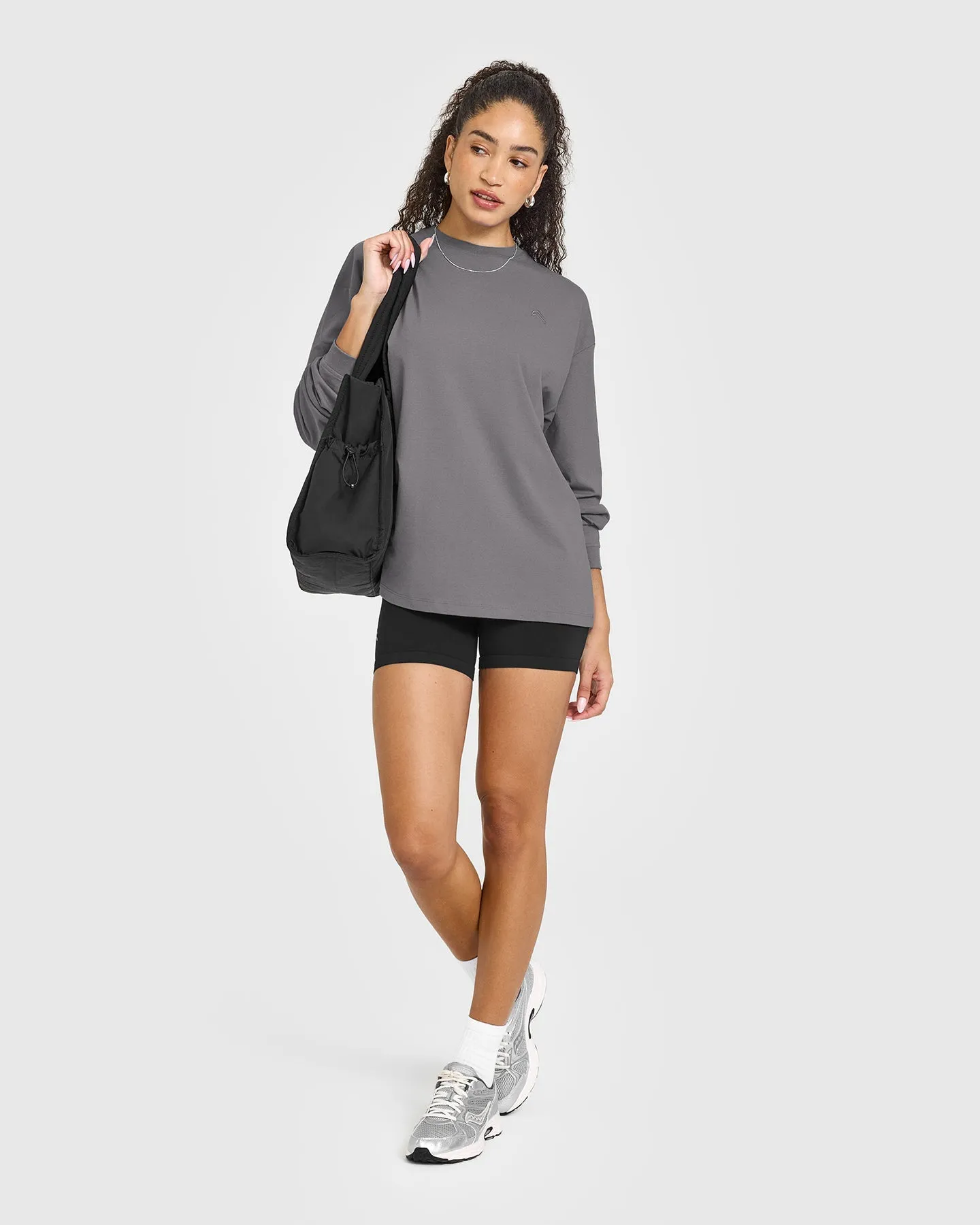 Classic Oversized Lightweight Long Sleeve Top | Ash Grey