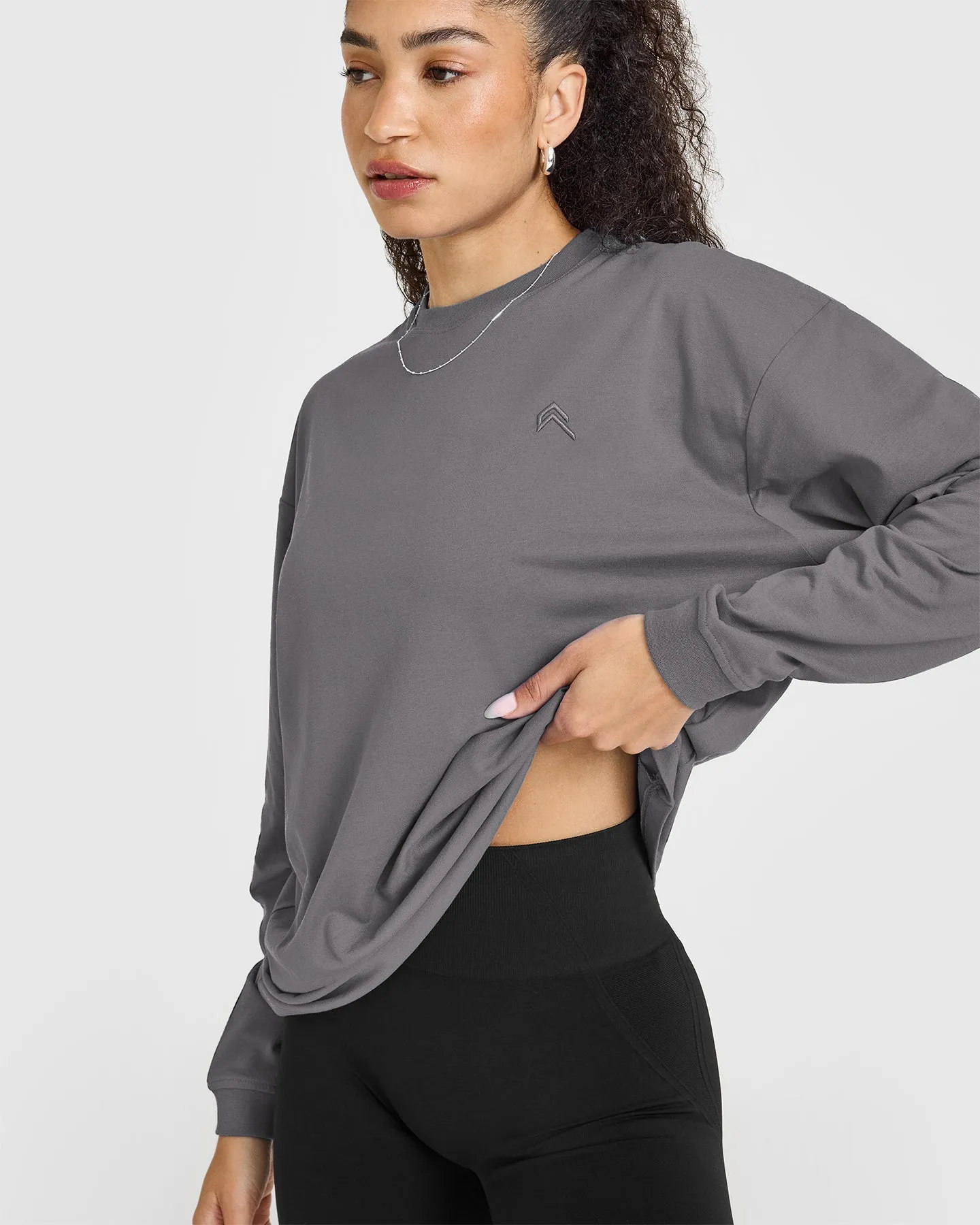 Classic Oversized Lightweight Long Sleeve Top | Ash Grey