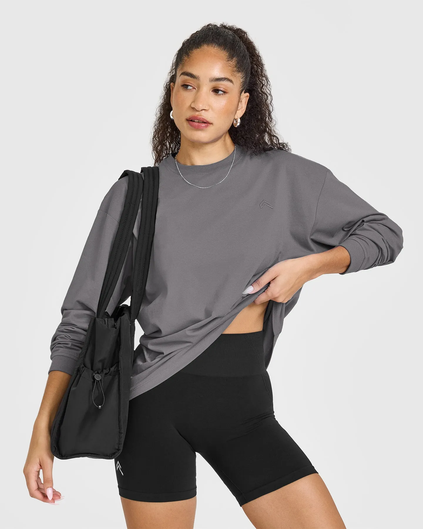 Classic Oversized Lightweight Long Sleeve Top | Ash Grey