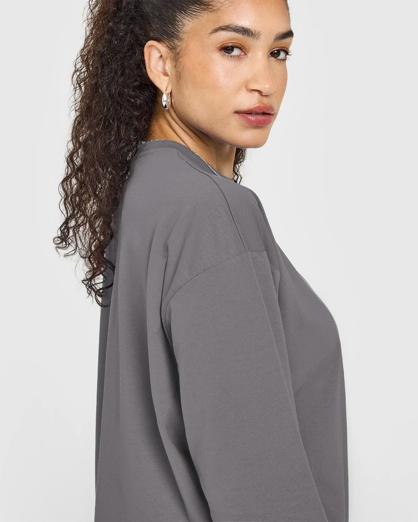 Classic Oversized Lightweight Long Sleeve Top | Ash Grey