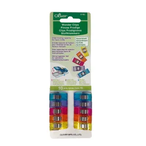 Clover Wonder Clips - Assorted Colours, 10 pieces