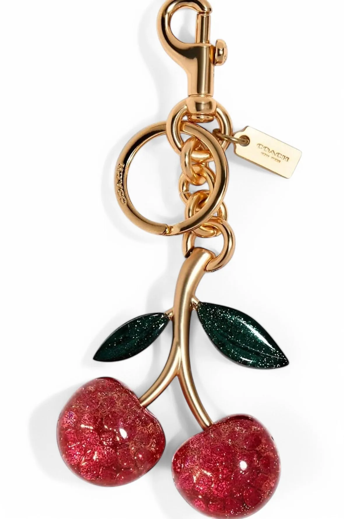 Coach pink Cherry Keychain with Gold-Tone Finish (limited edition)