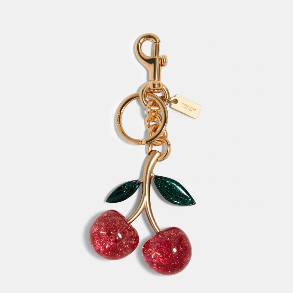 Coach pink Cherry Keychain with Gold-Tone Finish (limited edition)