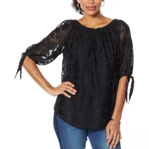 Colleen Lopez Women's Burnout Convertible Neck Blouson Top