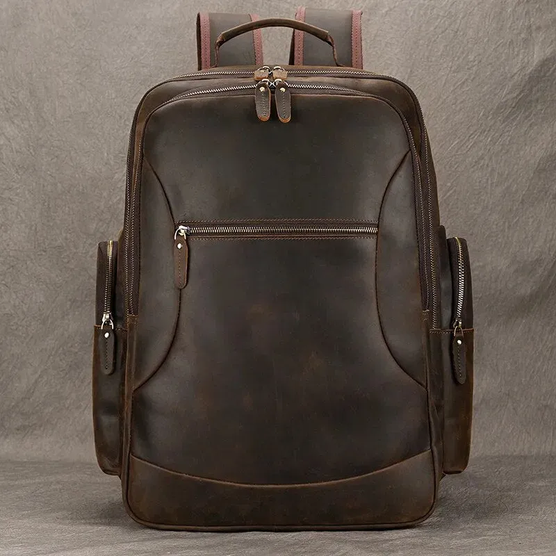 Costello Leather Backpack Laptop Pack - Brown/Dark Brown - 15 inches