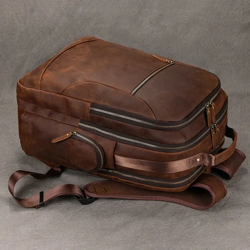 Costello Leather Backpack Laptop Pack - Brown/Dark Brown - 15 inches