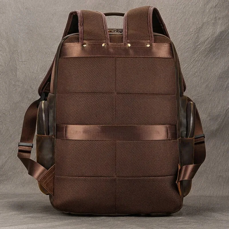 Costello Leather Backpack Laptop Pack - Brown/Dark Brown - 15 inches