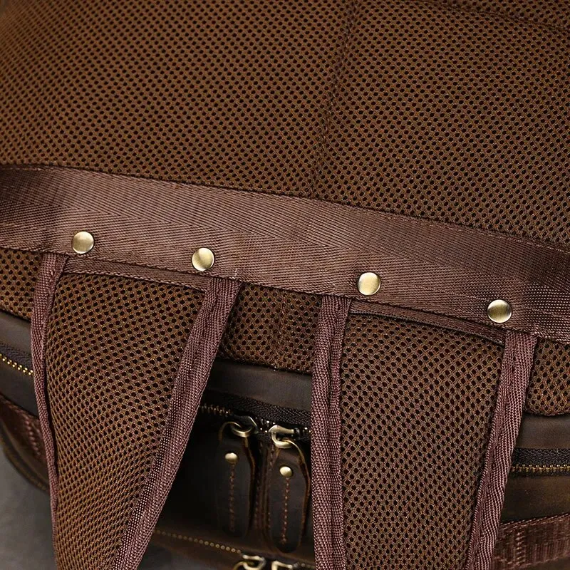 Costello Leather Backpack Laptop Pack - Brown/Dark Brown - 15 inches