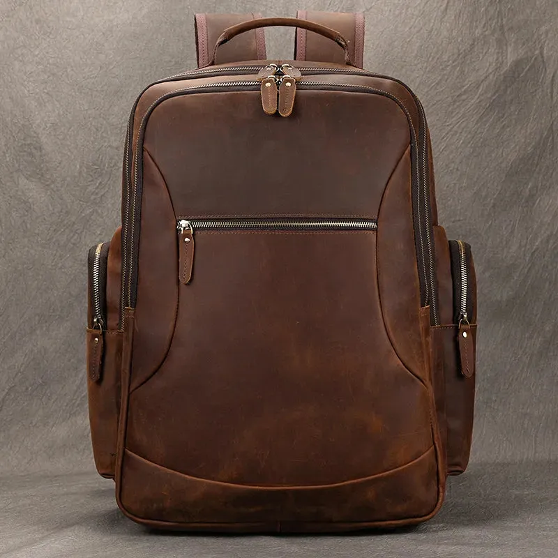 Costello Leather Backpack Laptop Pack - Brown/Dark Brown - 15 inches
