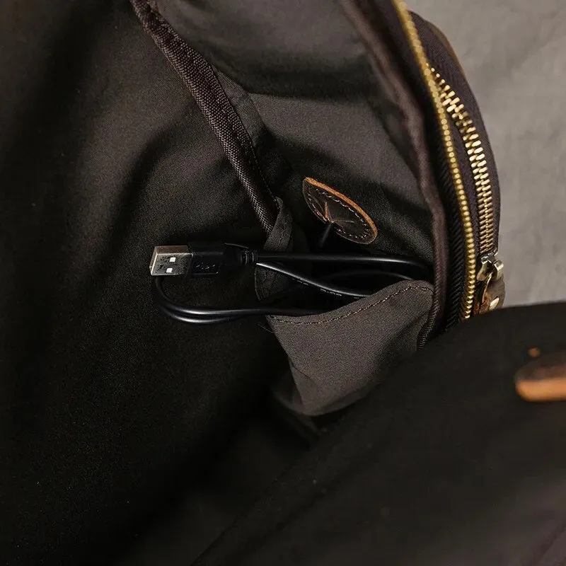 Costello Leather Backpack Laptop Pack - Brown/Dark Brown - 15 inches