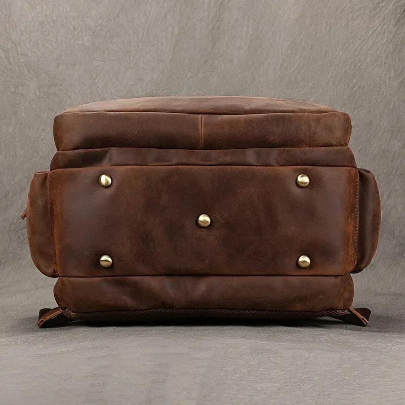 Costello Leather Backpack Laptop Pack - Brown/Dark Brown - 15 inches
