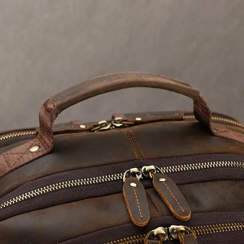Costello Leather Backpack Laptop Pack - Brown/Dark Brown - 15 inches