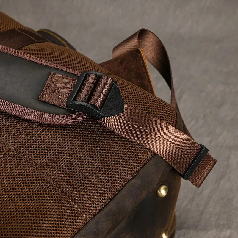 Costello Leather Backpack Laptop Pack - Brown/Dark Brown - 15 inches
