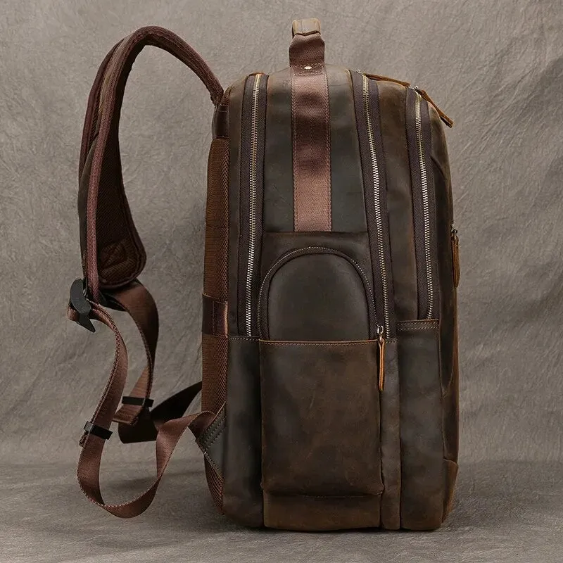 Costello Leather Backpack Laptop Pack - Brown/Dark Brown - 15 inches