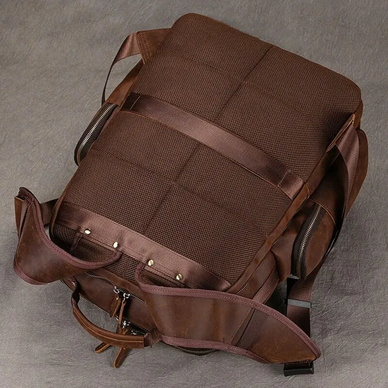 Costello Leather Backpack Laptop Pack - Brown/Dark Brown - 15 inches