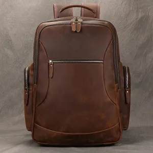 Costello Leather Backpack Laptop Pack - Brown/Dark Brown - 15 inches